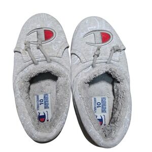 Champion University Doodle White Mens 10 M Faux Fur Slippers CPS10390M
